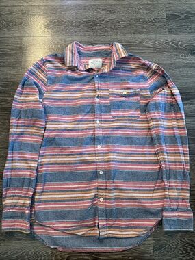 Cotton On Blue and Pink Striped Casual Button-Down Shirt